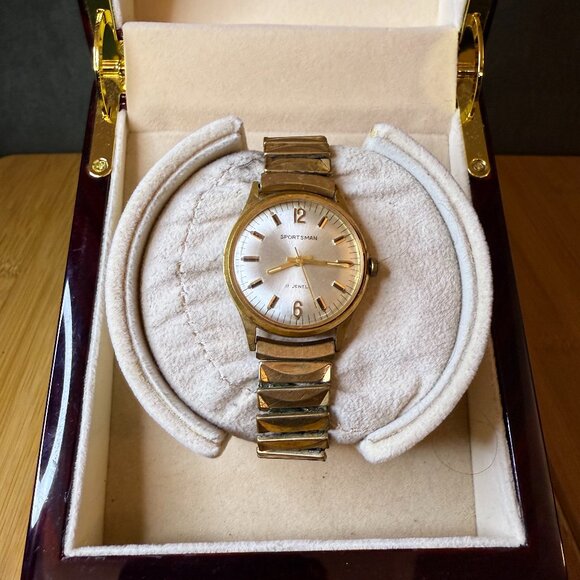 Elgin Other - Vintage Elgin Sportsman Mechanical Winding Gold Tone Watch, 33mm